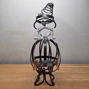 Vintage Metal Santa Claus Figurine Votive Candle Holder Folk Art Home Decor‎